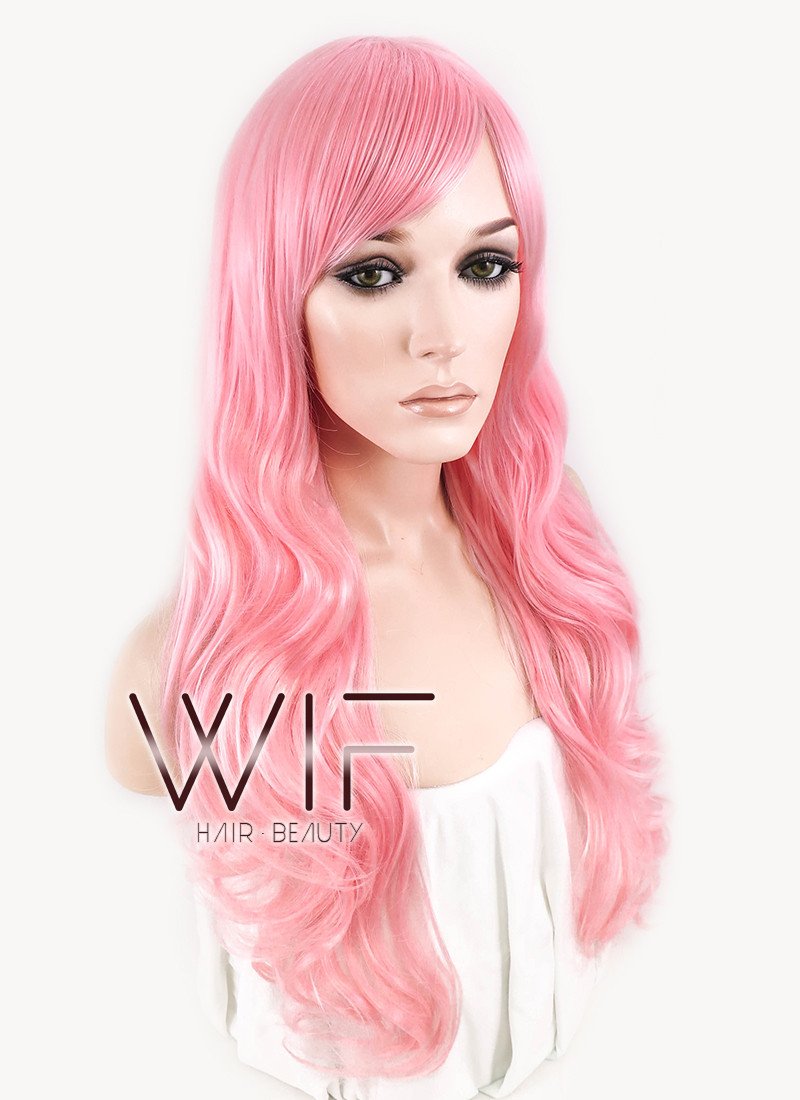 28" Wavy Pink Synthetic Wig PL304
