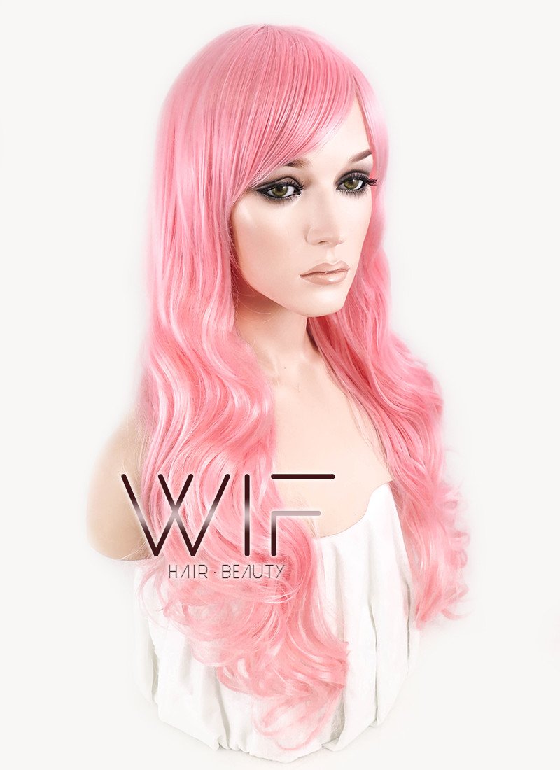 28" Wavy Pink Synthetic Wig PL304