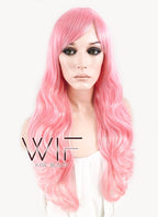 28" Wavy Pink Synthetic Wig PL304