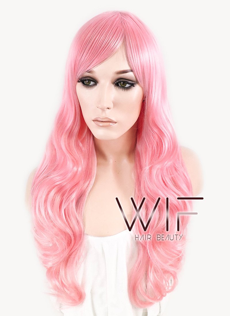 28" Wavy Pink Synthetic Wig PL304