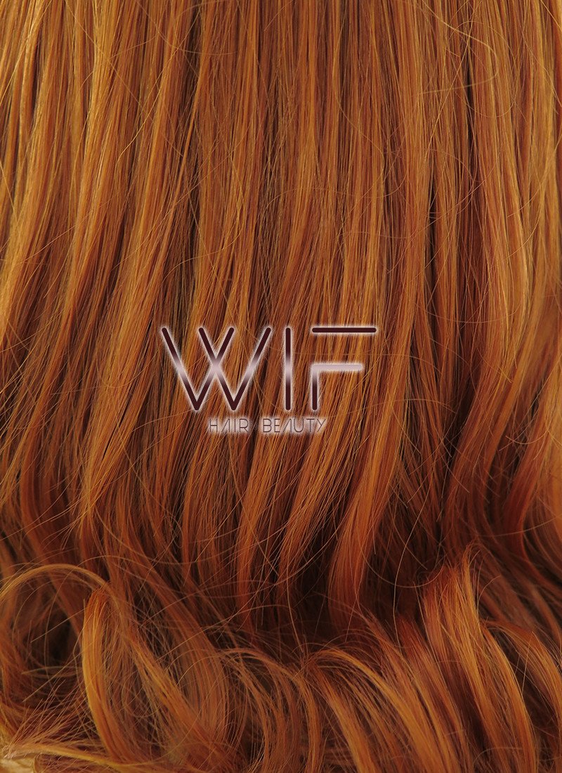 14" Wavy Orange Mixed Pink Synthetic Wig PL309