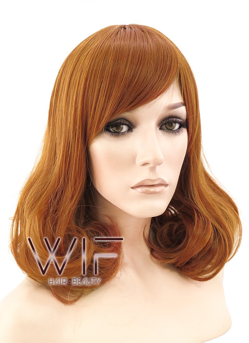 14" Wavy Orange Mixed Pink Synthetic Wig PL309