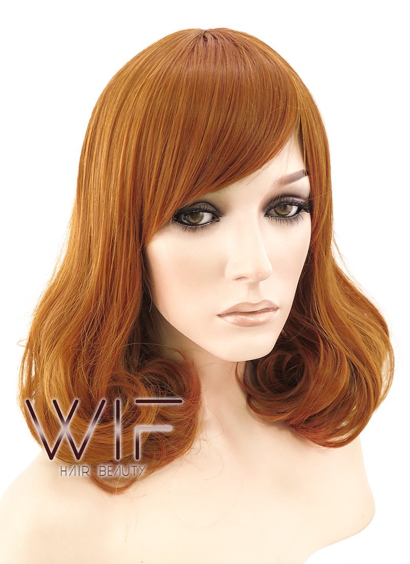 14" Wavy Orange Mixed Pink Synthetic Wig PL309