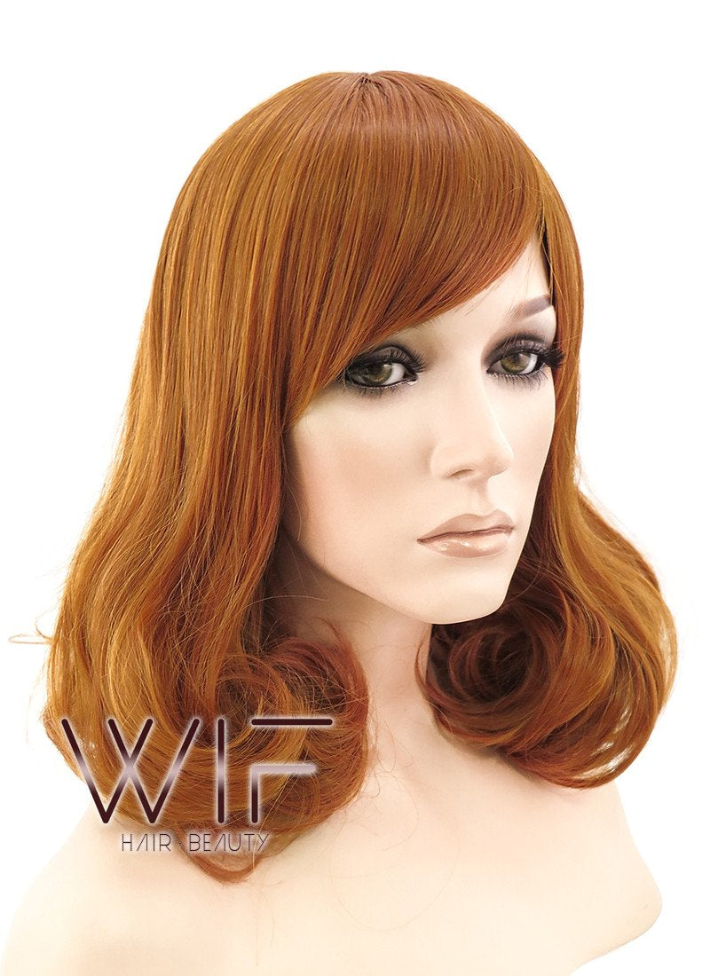 14" Wavy Orange Mixed Pink Synthetic Wig PL309