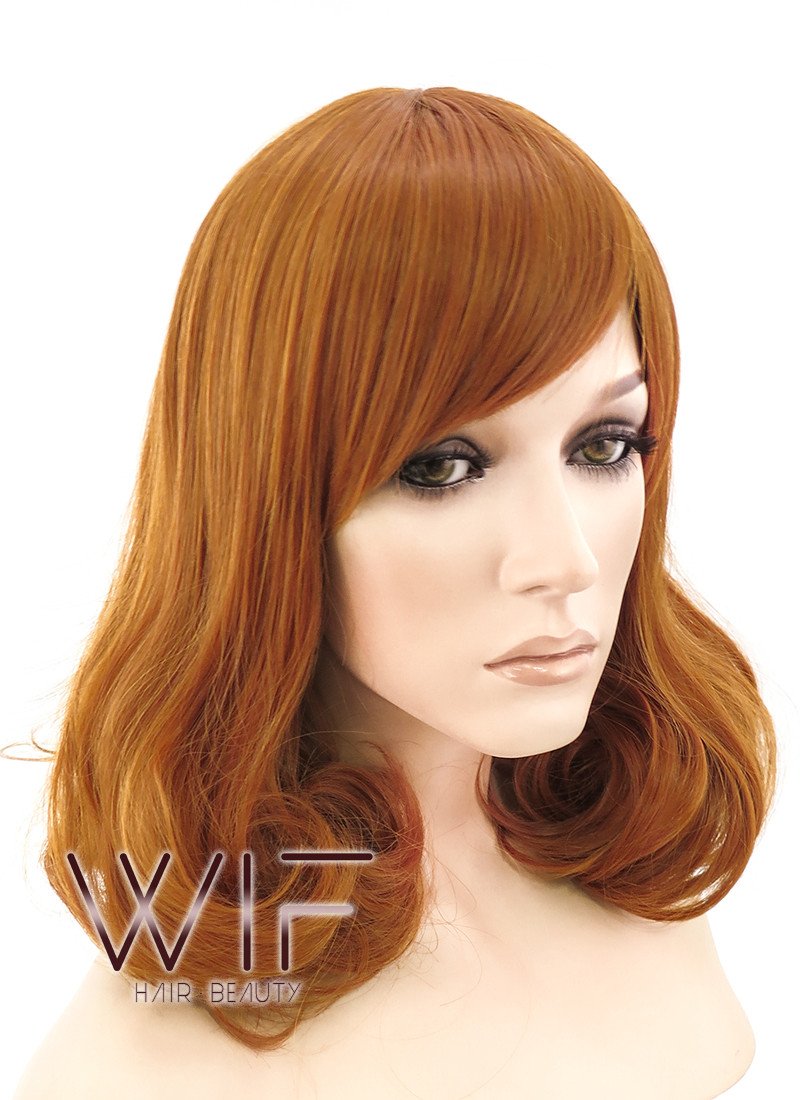 14" Wavy Orange Mixed Pink Synthetic Wig PL309