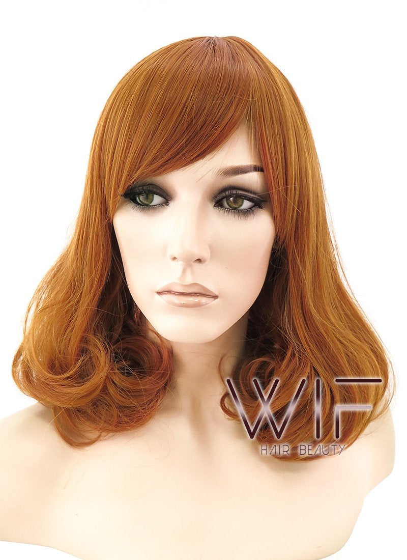 14" Wavy Orange Mixed Pink Synthetic Wig PL309
