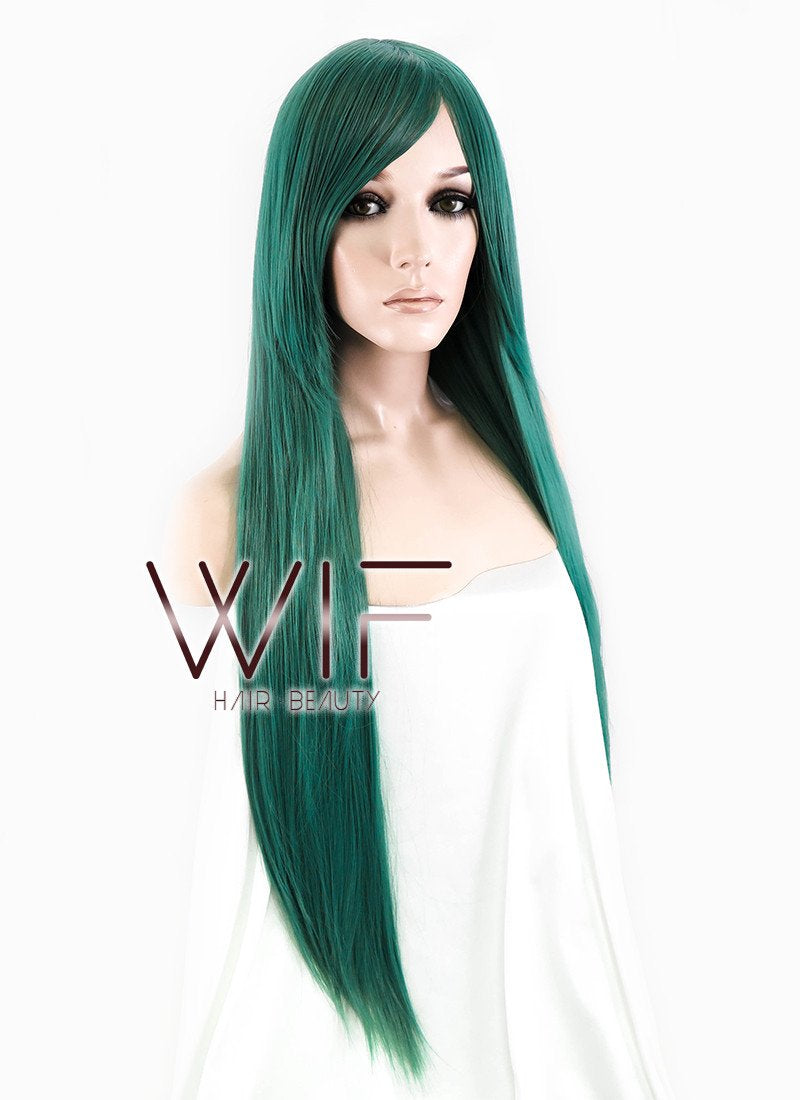 31" Straight Green Synthetic Wig PL476