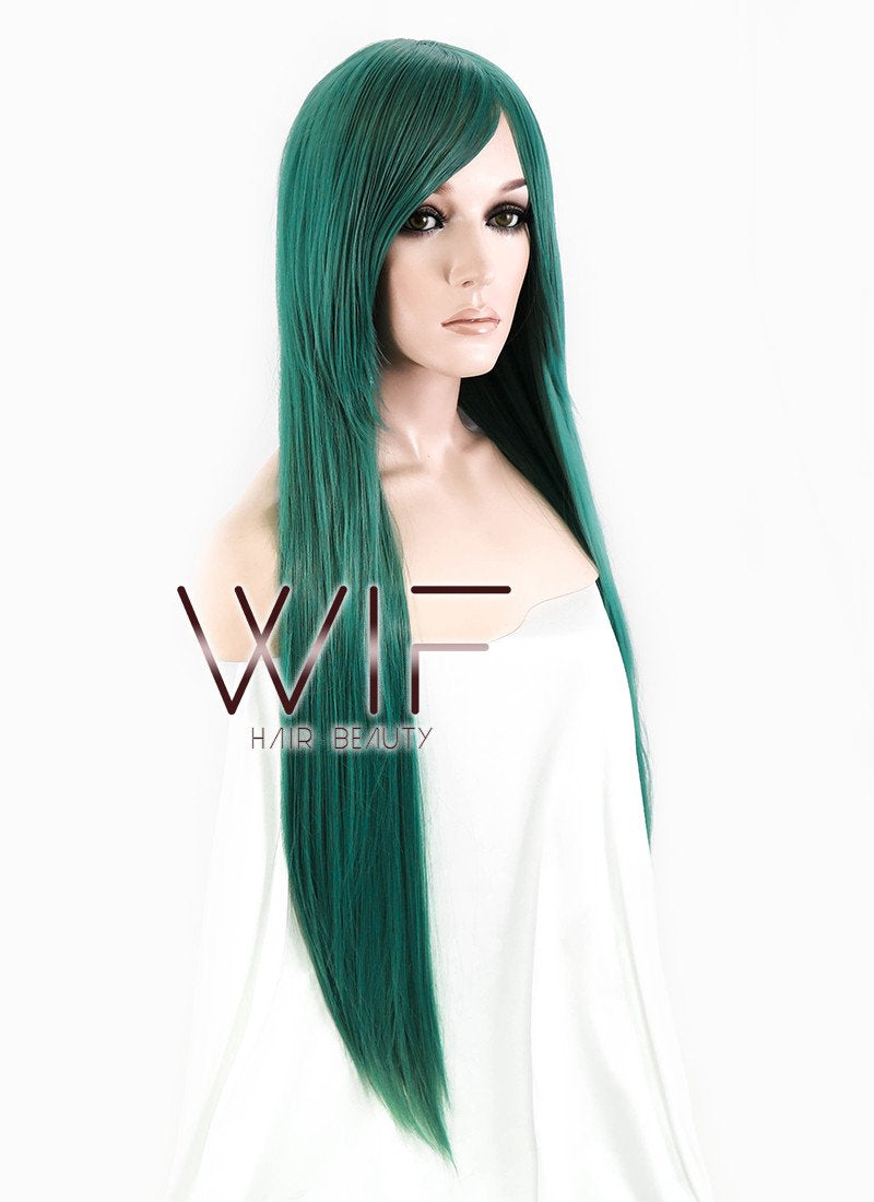 31" Straight Green Synthetic Wig PL476