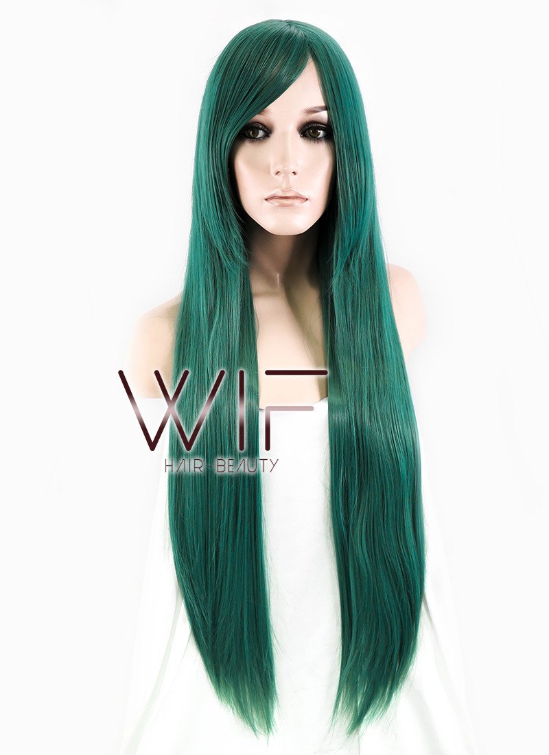 31" Straight Green Synthetic Wig PL476