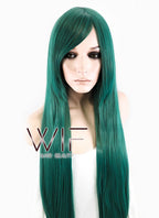 31" Straight Green Synthetic Wig PL476