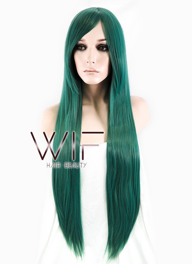 31" Straight Green Synthetic Wig PL476