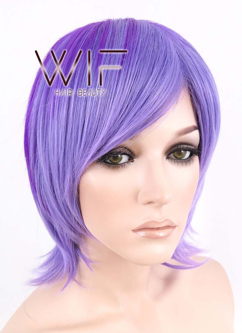 12" Straight Mixed Purple Synthetic Wig PL328