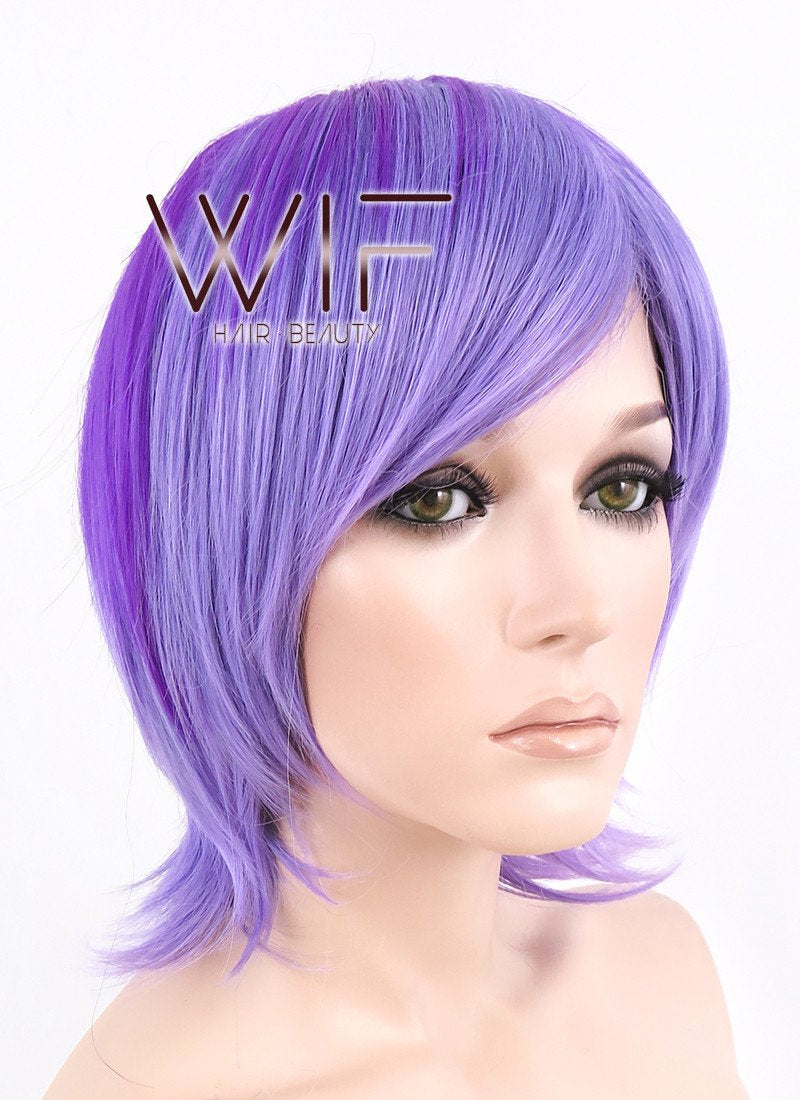 12" Straight Mixed Purple Synthetic Wig PL328