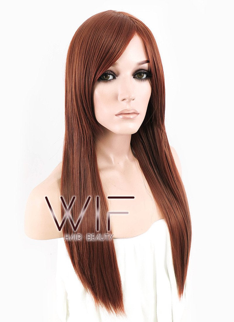 24" Straight Reddish Brown Synthetic Wig PL347