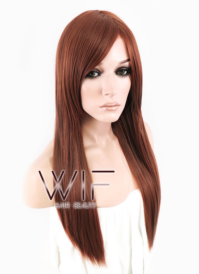 24" Straight Reddish Brown Synthetic Wig PL347