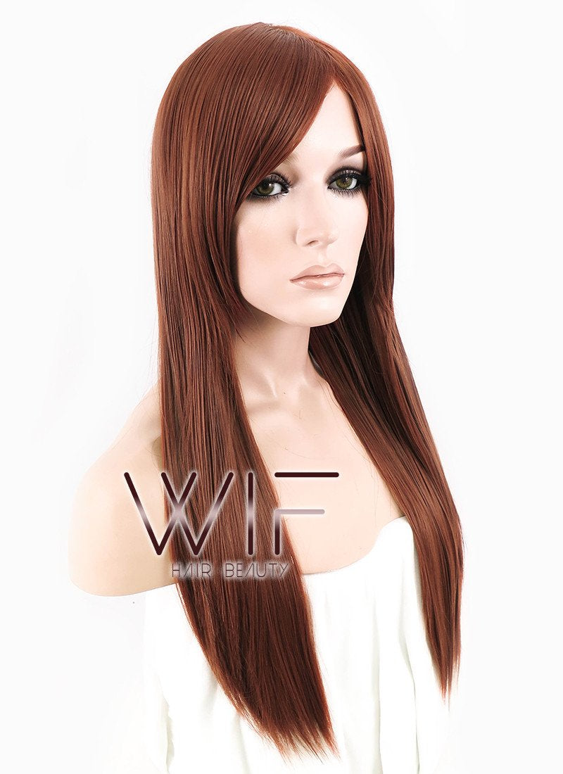 24" Straight Reddish Brown Synthetic Wig PL347