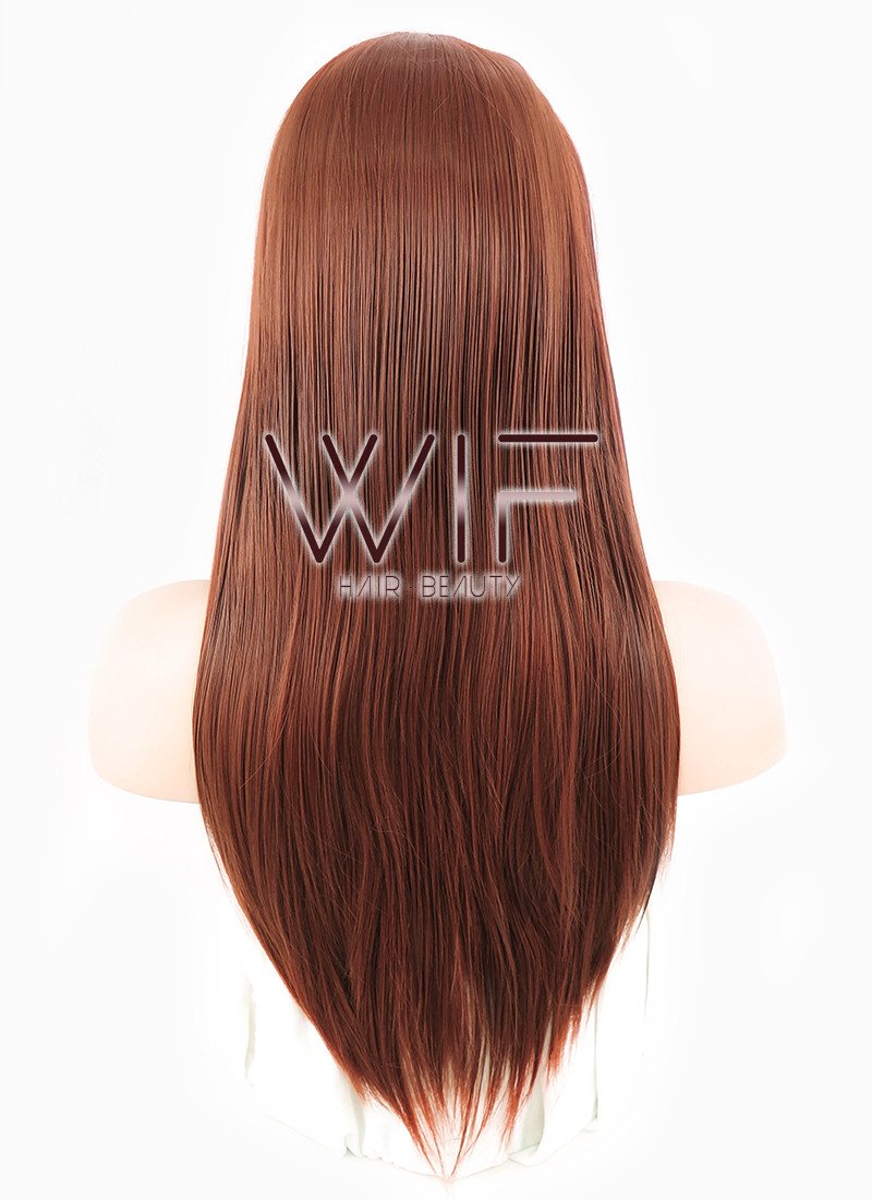 24" Straight Reddish Brown Synthetic Wig PL347