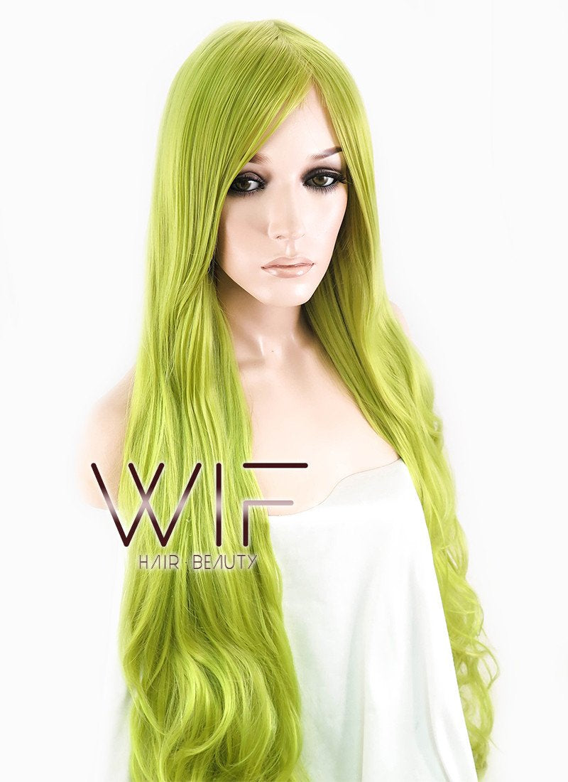 32" Wavy Yellowish Green Synthetic Wig PL350