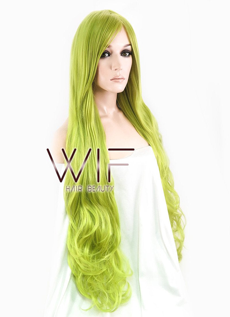 32" Wavy Yellowish Green Synthetic Wig PL350