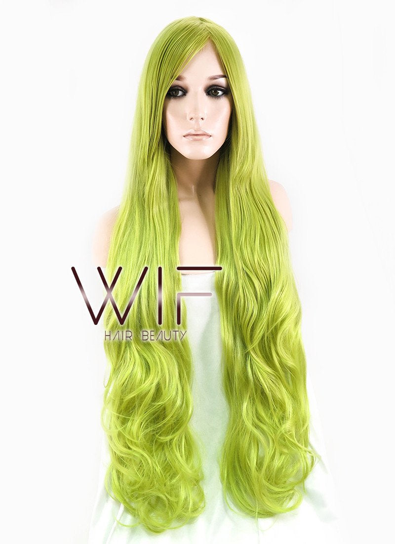 32" Wavy Yellowish Green Synthetic Wig PL350