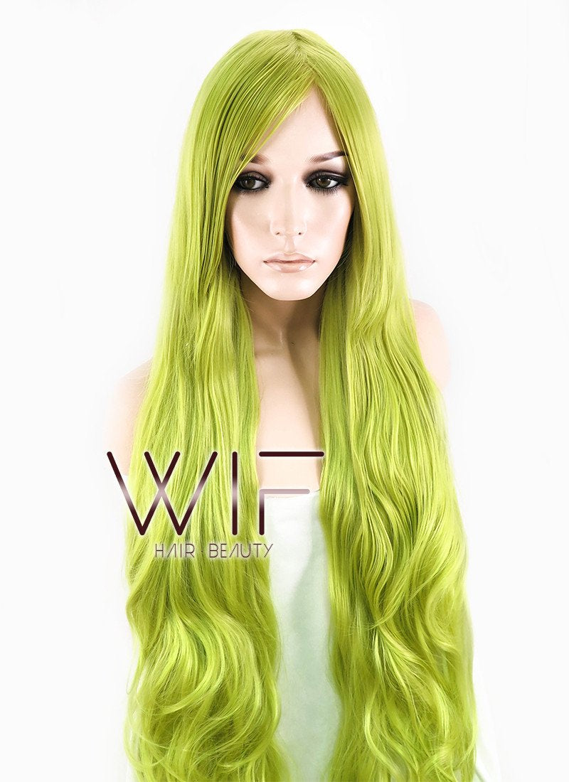 32" Wavy Yellowish Green Synthetic Wig PL350