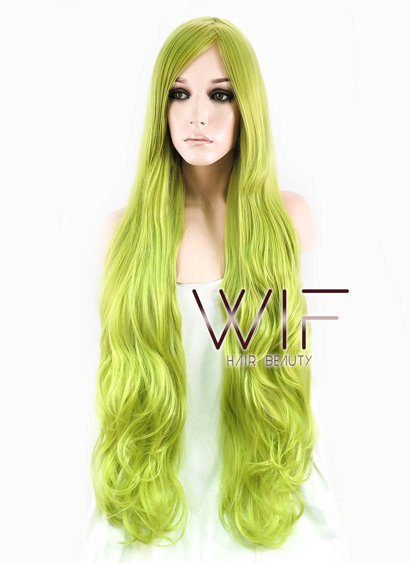 32" Wavy Yellowish Green Synthetic Wig PL350