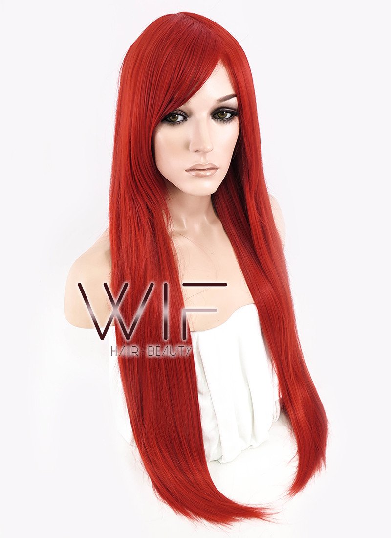 31" Straight Red Synthetic Wig PL352