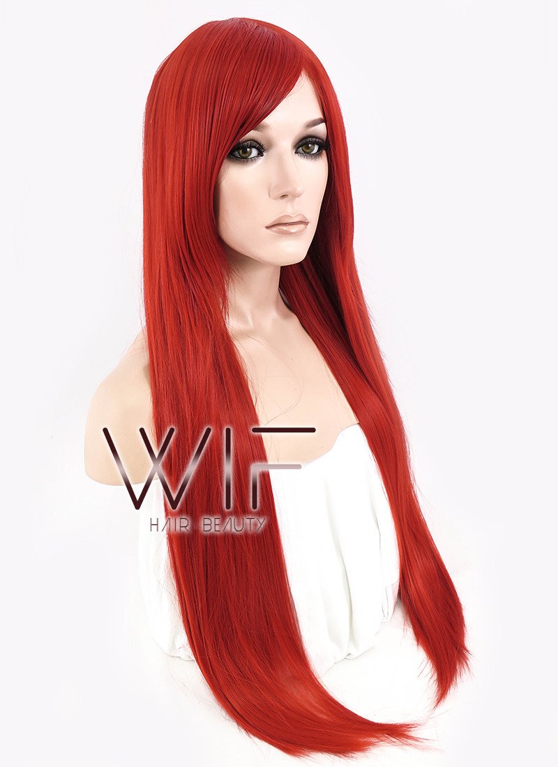 31" Straight Red Synthetic Wig PL352