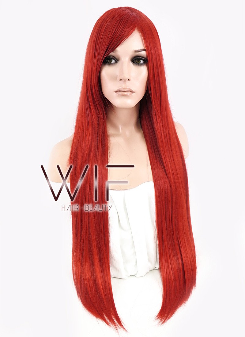 31" Straight Red Synthetic Wig PL352