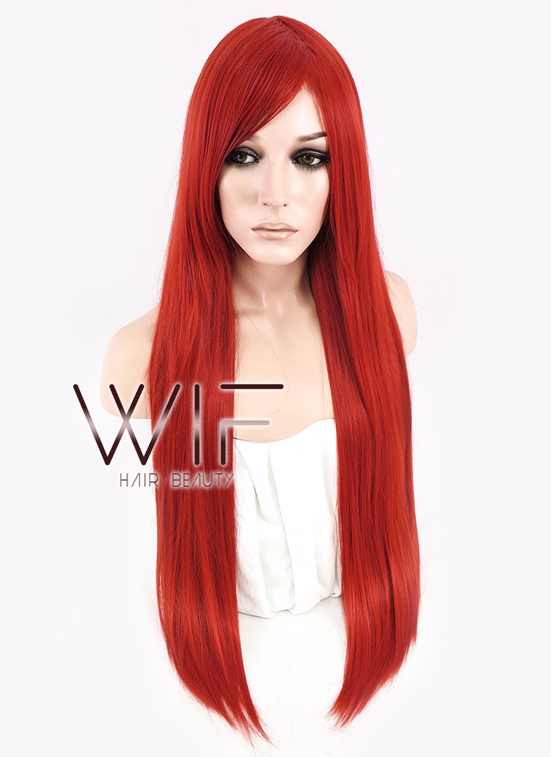 31" Straight Red Synthetic Wig PL352