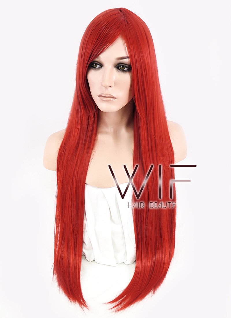 31" Straight Red Synthetic Wig PL352