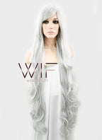39" Wavy Silver White Synthetic Wig PL368
