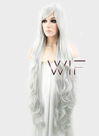 39" Wavy Silver White Synthetic Wig PL368