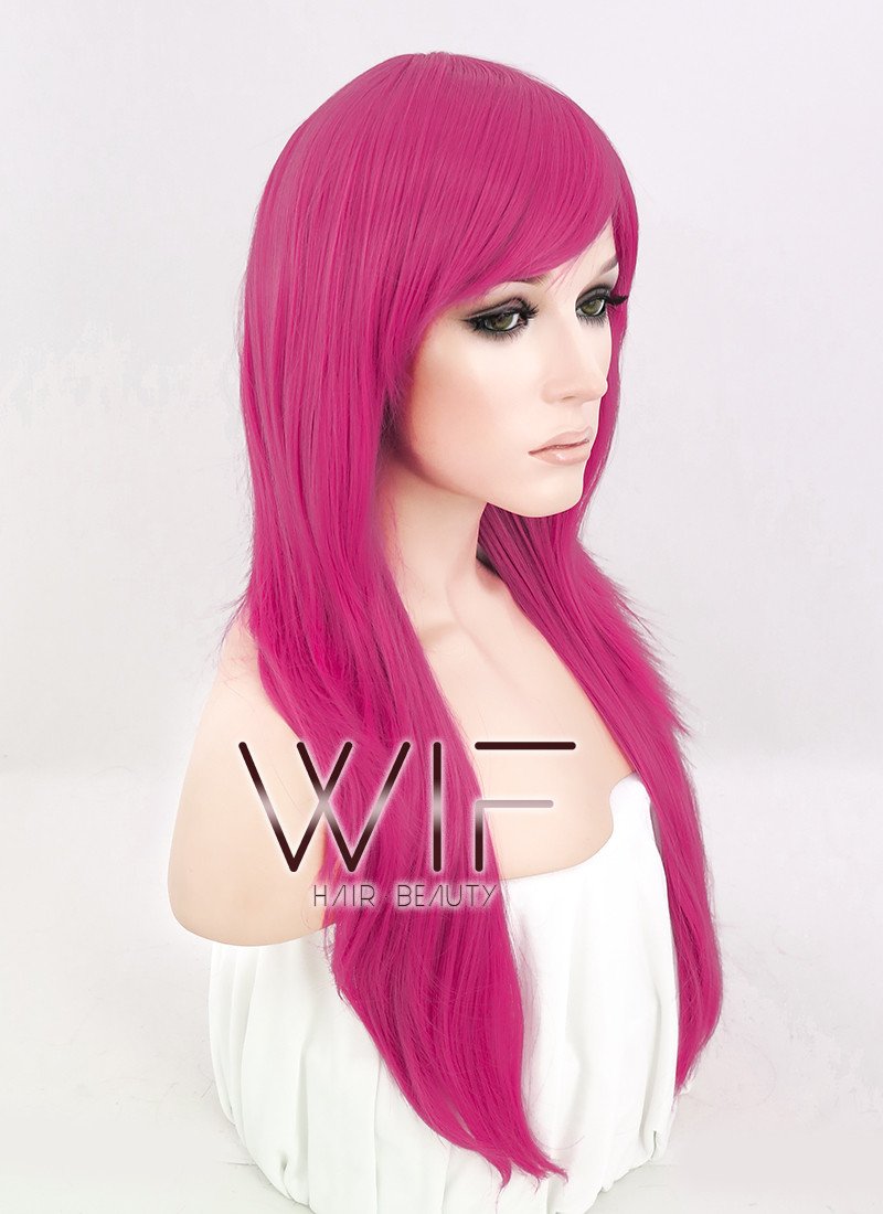 24" Straight Magenta Synthetic Wig PL370