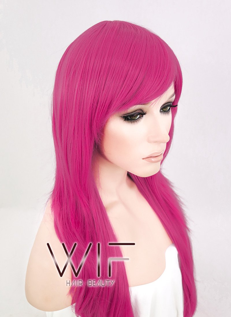 24" Straight Magenta Synthetic Wig PL370