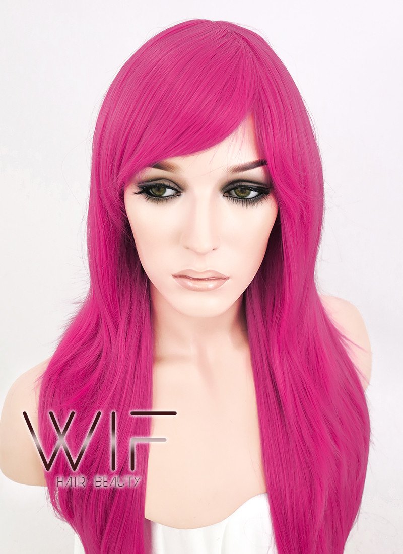 24" Straight Magenta Synthetic Wig PL370