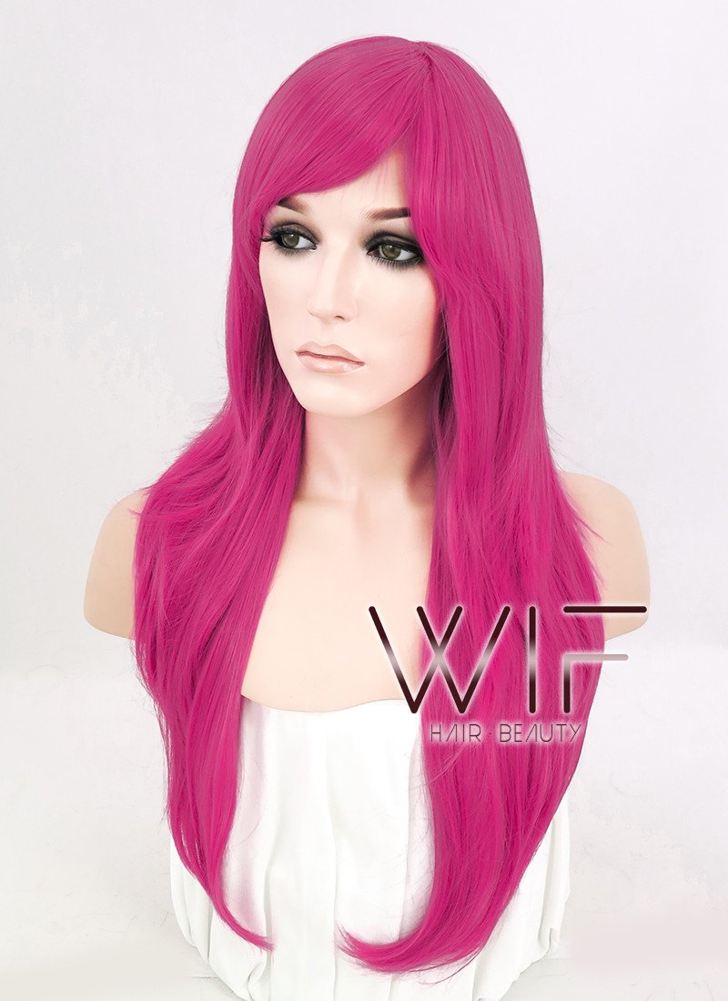 24" Straight Magenta Synthetic Wig PL370
