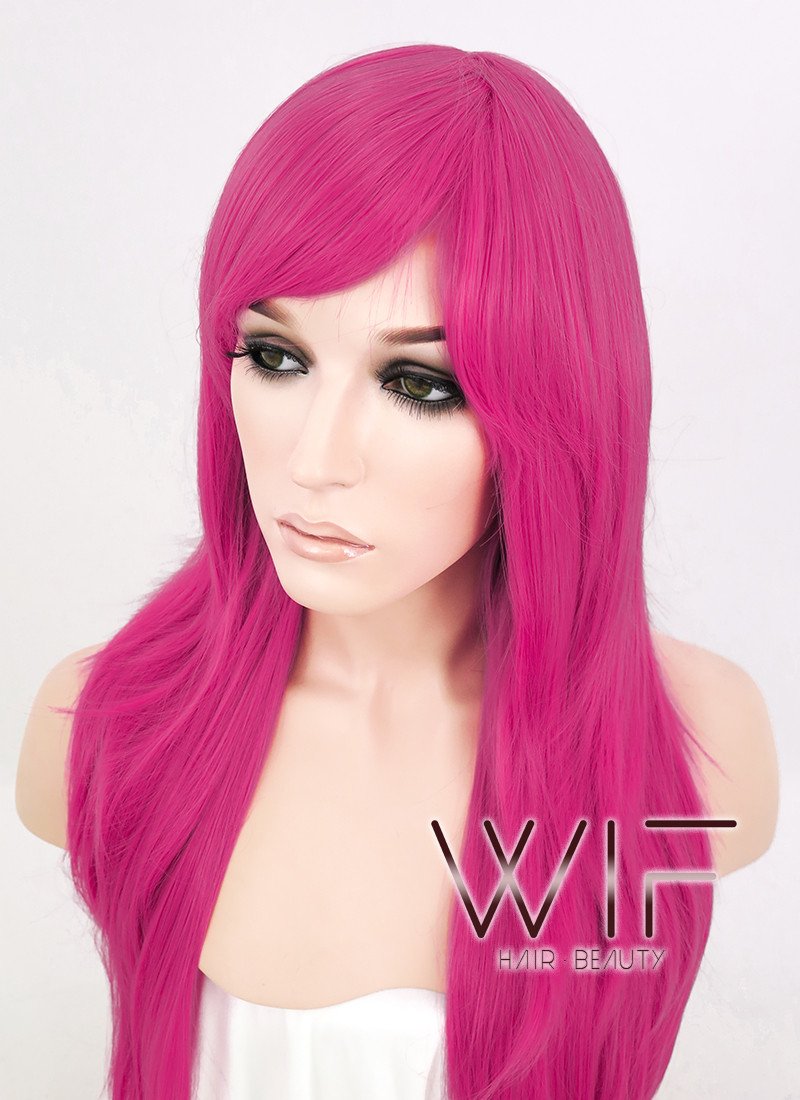 24" Straight Magenta Synthetic Wig PL370