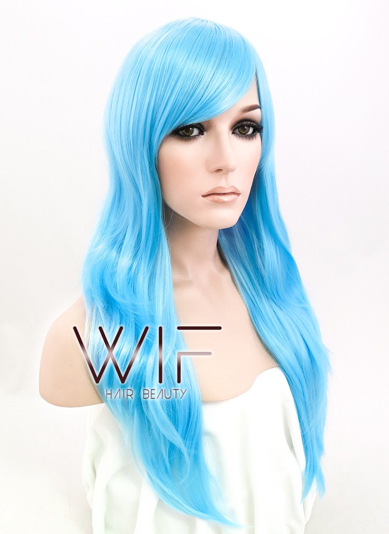 24" Wavy Light Blue Synthetic Wig PL376