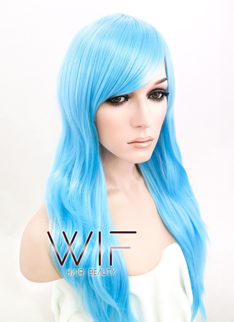 24" Wavy Light Blue Synthetic Wig PL376