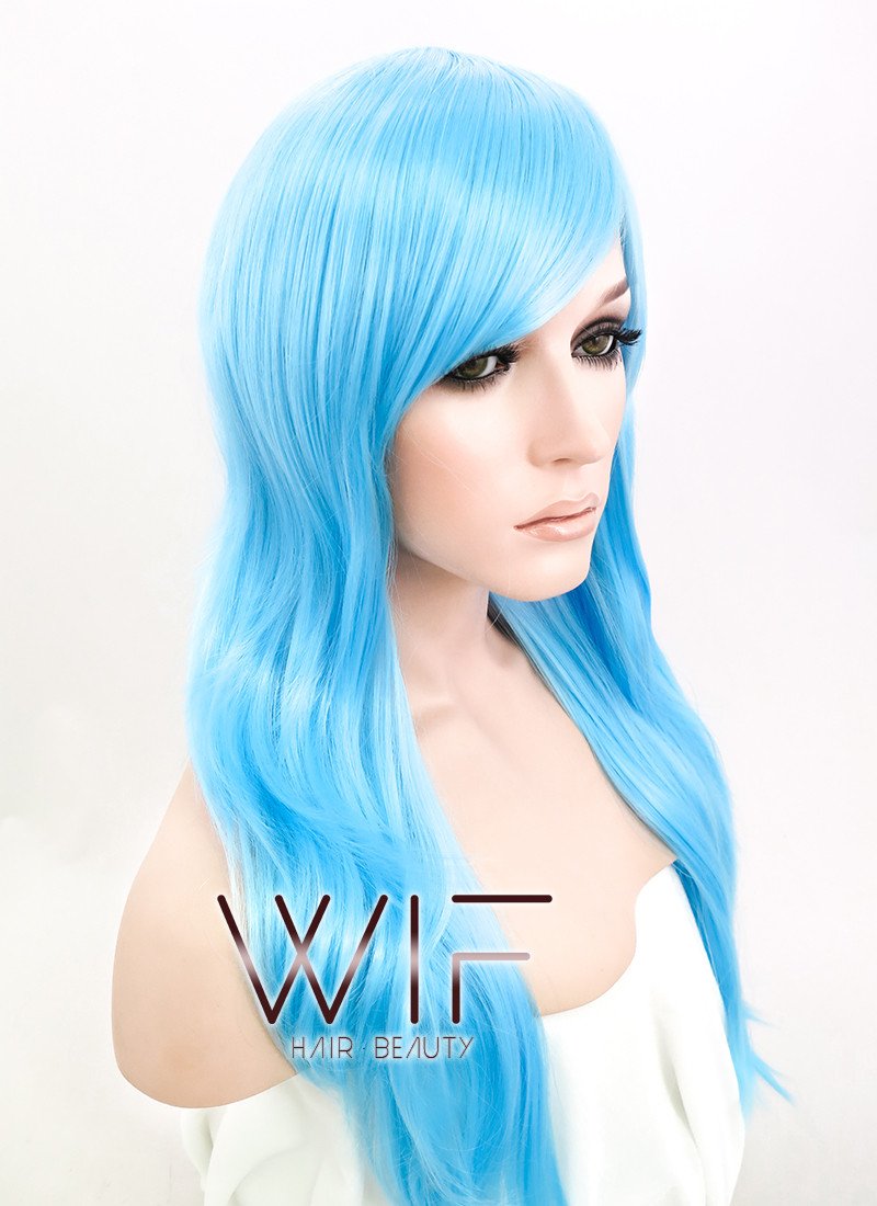 24" Wavy Light Blue Synthetic Wig PL376