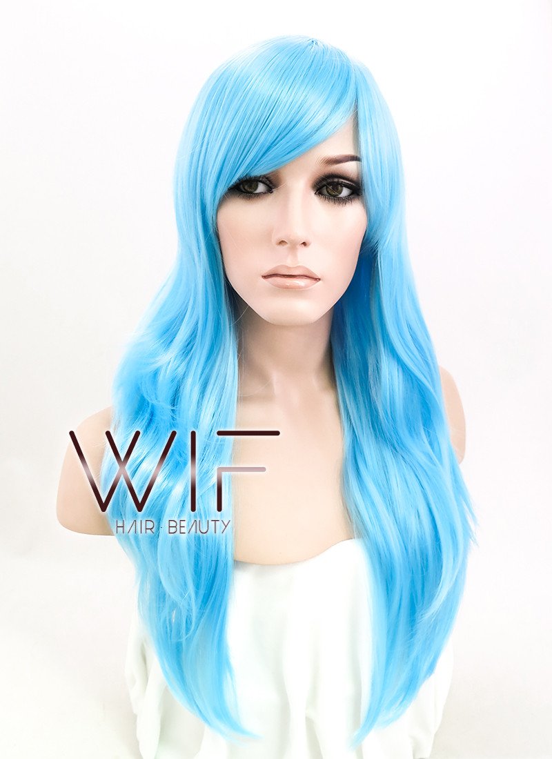 24" Wavy Light Blue Synthetic Wig PL376