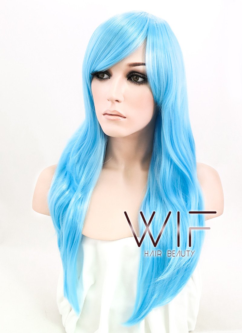 24" Wavy Light Blue Synthetic Wig PL376