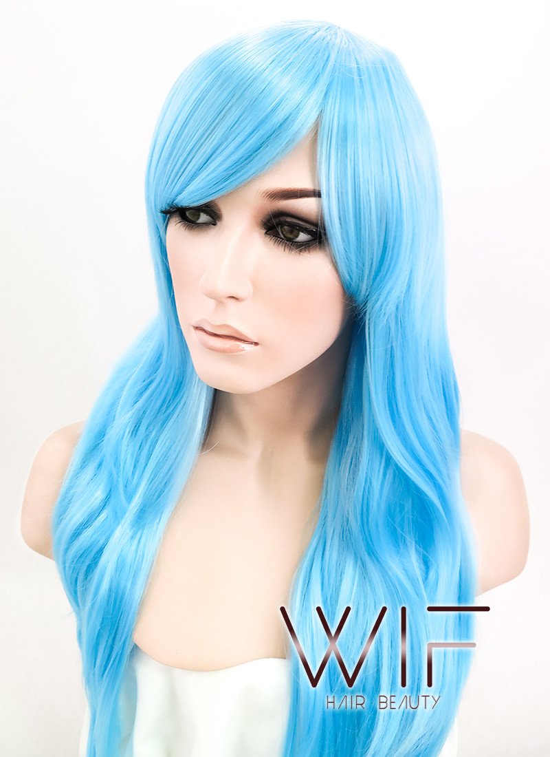 24" Wavy Light Blue Synthetic Wig PL376