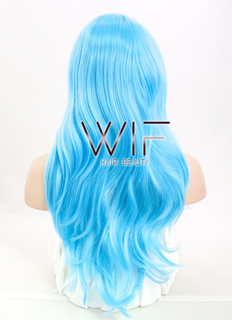 24" Wavy Light Blue Synthetic Wig PL376