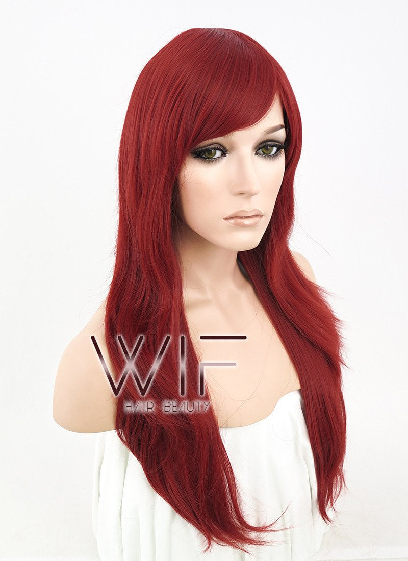 24" Straight Red Synthetic Wig PL377