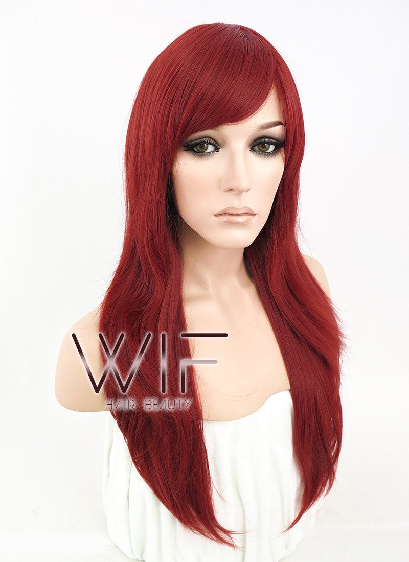24" Straight Red Synthetic Wig PL377