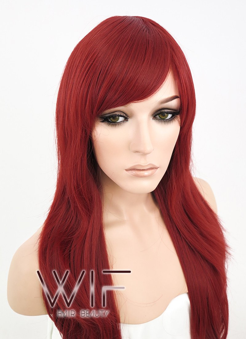 24" Straight Red Synthetic Wig PL377