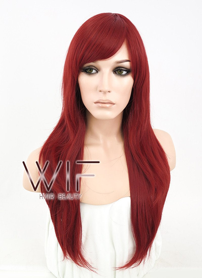 24" Straight Red Synthetic Wig PL377