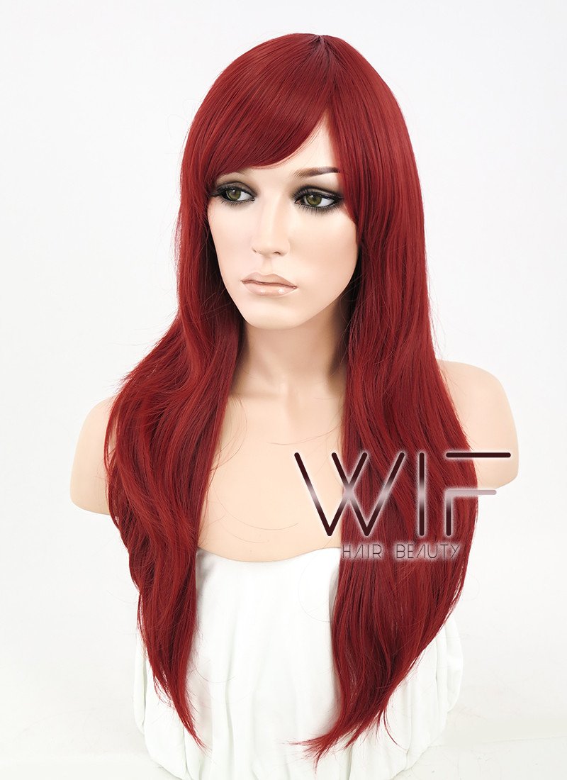 24" Straight Red Synthetic Wig PL377
